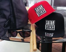Load image into Gallery viewer, Satan Sucks Block Patch Mesh Snap Back Ball Cap