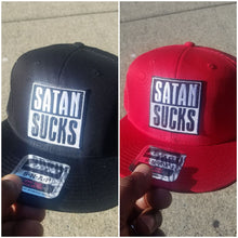 Load image into Gallery viewer, Satan Sucks Block Patch Mesh Snap Back Ball Cap