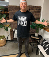 Load image into Gallery viewer, Satan Sucks Black Block Style T's
