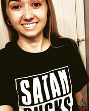 Load image into Gallery viewer, Satan Sucks Black Block Style T's

