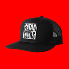 Load image into Gallery viewer, Satan Sucks Block Patch Mesh Snap Back Ball Cap

